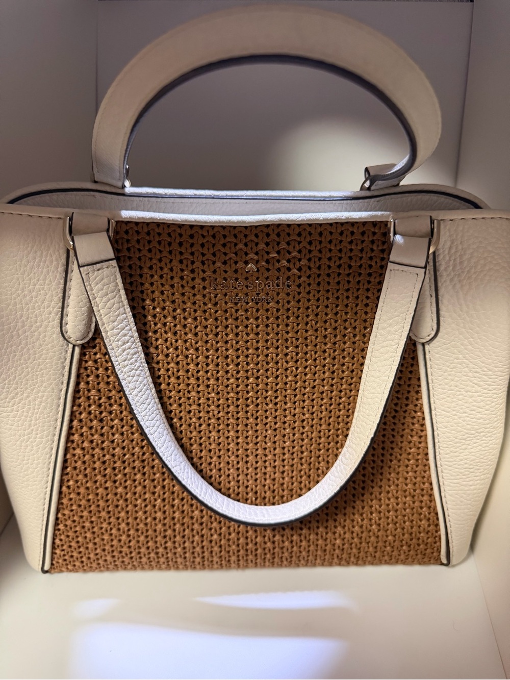 Kate Spade Jackson Straw Medium Triple Compartment Satchel w/Crossbody Strap